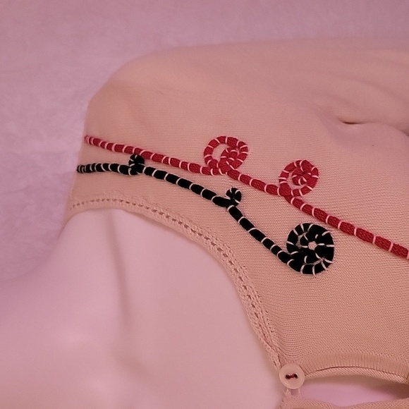 VTG NICK & MO Cream Ruffle Embroidered Peplum Button Down Sweater Medium - Picture 4 of 8